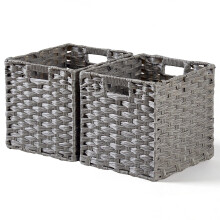 Mangata 25 cm Storage Cube Boxes for 27 cm Closet, Rattan Effect Storage Baskets, Wicker Woven Polyrattan Material Closet Organizer, 25x25x25 cm