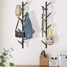 GAWAMAY Set of 2 Black Vertical Coat Rack Wall Mount Height33.4, Modern Metal Hat Rack Wall Mounted Tree