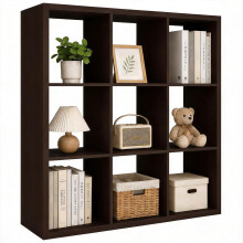 CTESNEãWooden Thick Frame 9 Cube Storage Organizer Shelf with Anti-Tipping Kits + Reversible Open Back Bookcase