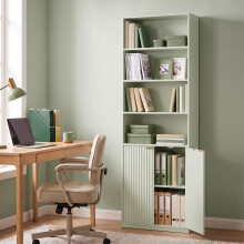 HOMCOM 6-Tier Tall Bookcase with Adjustable Shelf Cabinet, Light Green