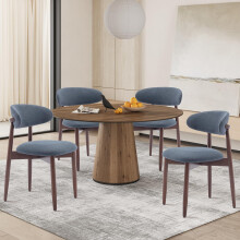 COLAMY Modern Dining Chairs Set with Wooden Legs â“ Upholstered Fabric Dining Room Chairs with Curved Backrest, Soft Cushion Seat