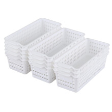 Ramddy 12-Pack Desktop Slim Storage Basket, Plastic Small Storage Baskets