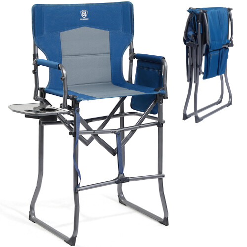EVER ADVANCED 76CM Seat Height Tall Folding Camping Directors Chair
