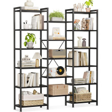 Coleshome 6-Tier Book Shelf, Industrial Bookcase, 177cmx126cm, Black