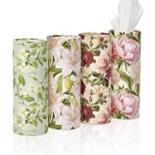 4pack Car Tissues Holder with Facial Tissues Vintage Rose Peony Orchid Travel Tissue Tubes Box Container for Tissues Cylinder Car Cup Holder
