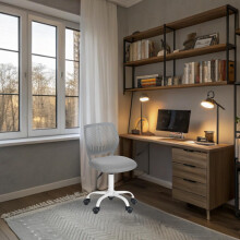 FurnitureR Teenage, Height Adjustable Armless Task, Colourful Study for Home and, Computer, Ergonomic & Swivel Office Chair, 40.5 x 44 x 87 cm, Grey