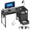 ODK Computer Desk with Drawers, 120cm Office Desk with Sockets, Black 1
