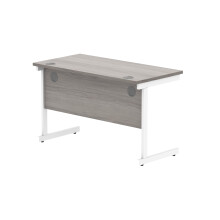 Office Hippo Essentials Rectangular Writing Computer Work Place, Home Office Desk with Cable Port Management, MFC, Alaskan Grey Oak, 120x60cm