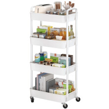 Sywhitta Rolling Utility Cart with Handle, Multi-Functional Storage Trolley for Office, Living Room, Kitchen