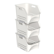 Yesdate 3 Pack Stackable Storage Drawers, Plastic Closet Organiser Baskets