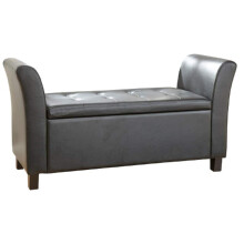 GFW Verona Window Seat Ottoman, Faux Leather Storage Bench with Button Tufted Lid, Upholstered Hallway and Bedroom Seating with Hidden Storage