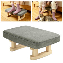 Multi-Functional Foot Stool with Solid Wood Legs, Linen Fabric (light gray)