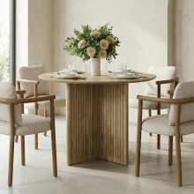 Tribesigns 100cm Round Dining Table for 4-6 People, Modern Wooden Kitchen Table with Pedestal Base, Small Dinner Table for Dining Room, Kitchen