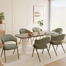 COLAMY Ergonomic Linen Dining Chair with 135Â Recline, Breathable Cotton-Linen Fabric, Wooden-Look Metal Legs, 125kg Capacity