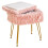 IBUYKE Rectangular Faux Fur Vanity Stool with Storage, Pink WBD022P 1