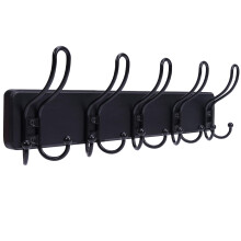 Kldgris Coat Rack, Wooden Wall Coat Rack with 5 Triple Hooks, Vintage Hook Rack for Corridor, Hallways, Wardrobes, Bedrooms and Bathrooms Black
