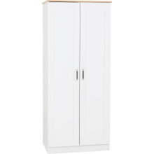 Seconique Portland 2 Door Wardrobe in White/Oak Effect