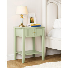 HEYZOEY Bedside Table Chest of 1 Drawer, Bedside Cabinet Wooden Nightstand, Modern Side Table for Living Room,Bedroom,Office,Green