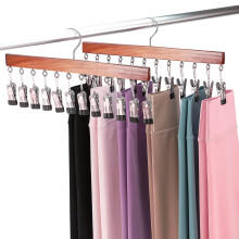Clip Hangers with 24 Clips, 2 Pcs - 360Â Swivel Trouser Hangers for Closet Organizer, Space Saving Skirt Hangers for Yoga Pants, Shorts, Scarves
