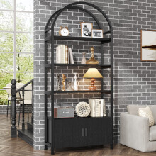 Feonase Arched Book Shelf, Bookcase with Doors Storage, 180cm Tall Bookshelf with Sturdy Metal Frame, E1 Quality Boards