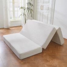 MAXYOYO Folding Corduroy Mattress, Tri Fold Floor Mattress 10cm thick with Washable Cover,Foldable in Three,Space-Saving for Guest (Beige, Single)