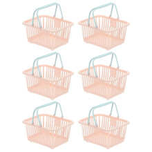 PATIKIL 6PCS Mini Shopping Basket, Small Plastic Basket Mini Storage Basket Grocery Tiny with Handles Organizer Filtered Water for Organizing Toys
