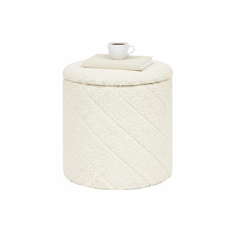 Bonlife Round Ottoman Stool with Storage, Folding Footstool,33x33x35cm