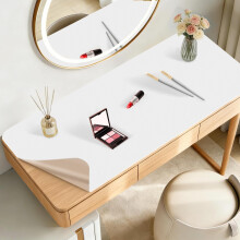 Dressing Table Mat Protector for Makeup Vanity, 60x30cm, White and Khaki