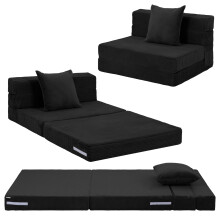MeMoreCool Folding Mattress Single, Corduroy Fold Out Sofa Bed, Grey