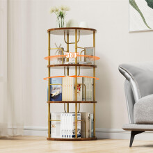 OCTORO 3 Tier Rotating Bookshelf, 360Â Corner Bookshelf Tower, Round Revolving Bookcase with Adjustable Levels, Spinning Book Shelf for Home Office