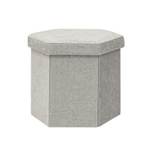 Bonlife Folding Storage Ottoman Hexagonal, Footrest with Toy Ches Box, 43cm