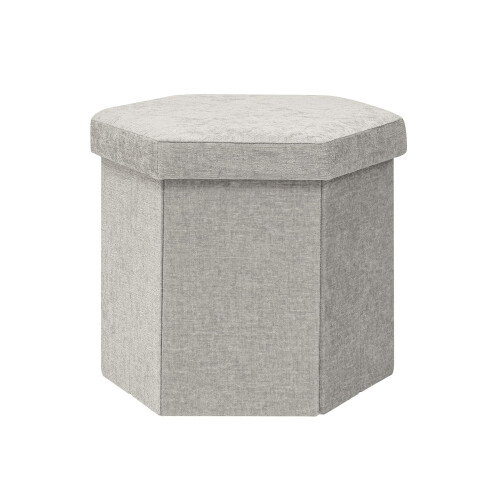 Bonlife Folding Storage Ottoman Hexagonal, Footrest with Toy Ches Box, 43cm