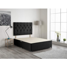 Bed Centre Black Plush Fabric Divan Base Plus Matching Headboard 3ft 4ft 4ft6 5ft 6ft (3FT (SINGLE))