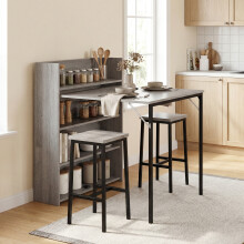 HOMCOM Folding Dining Table, Kitchen Table with Shelves Grey Wood Effect