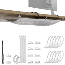 Desk wire organiser â“ Flexible under desk cable net, holds 10 kg, white