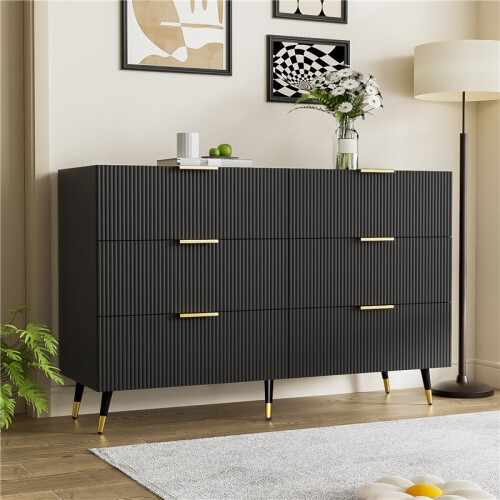 (Black) Contemporary Sideboard with Gold Accents