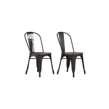 DHP Furniture Fusion Metal Dining Chair Black, Pack of 2
