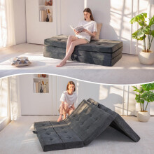 MAXYOYO Folding Mattress Double, Comfy Foldable Sofa Couch Bed, Guest Mattress with Handles Floor Futon Sofa Bed for Guest