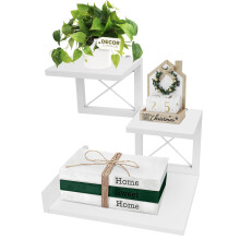 ELITEROO Desk Shelf, Wood Small Bookshelf Desktop Shelves and Organizer, Freestanding 3 Tier Storage Display Stand Home Office Decor for Books Plants