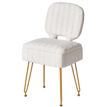 IBUYKE Vanity Stool with Storage, Folding Back Makeup Chair, White WBD030W