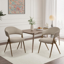 COLAMY Ergonomic Linen Dining Chair with 135Â Recline, Breathable Cotton-Linen Fabric, Wooden-Look Metal Legs, 125kg Capacity