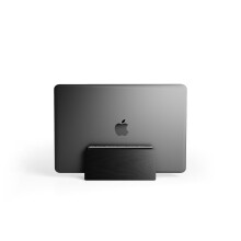 Raico Vertical Laptop Stand Adjustable Walnut Wood Dock Clamshell for Macbook Holder for Desk (Black Wood, Single Slot)