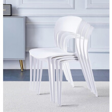 Hallowood Furniture Stoker Stackable Plastic Dining Chairs Set of 4, White