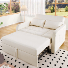 (Off White, Foam) Multifunctional Folding Sofa Bed – 180x127cm