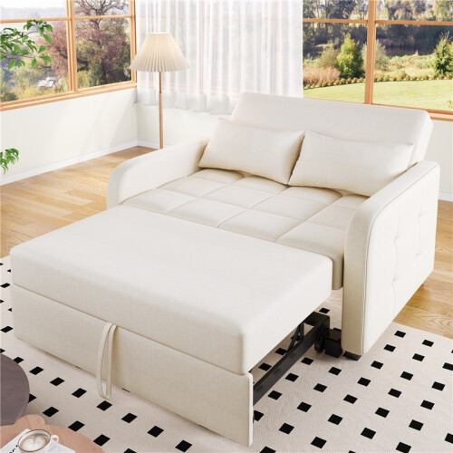 (Off White, Foam) Multifunctional Folding Sofa Bed – 180x127cm