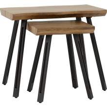 Seconique Quebec Wave Edge Nest Of Tables in Medium Oak Effect