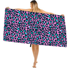 Large Microfibre Beach Towel for Adult,160x90cm Pink Leopard Print Sand Free Beach Towel,Lightweight Quick Dry Travel Swimming Towel with Bag,Compact