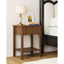 HEYZOEY Bedside Table Chest of 1 Drawer, Bedside Cabinet Wooden Nightstand, Modern Side Table for Living Room,Bedroom,Office,ChÃteau Walnut