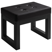 IBUYKE 16 Inch Small Foot Stool Ottoman, Rectangle PU Faux Leather Foot Rest with Padded Seat and Metal Legs