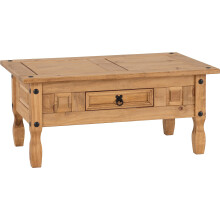 Seconique Corona 1 Drawer Coffee Table in Distressed Waxed Pine
